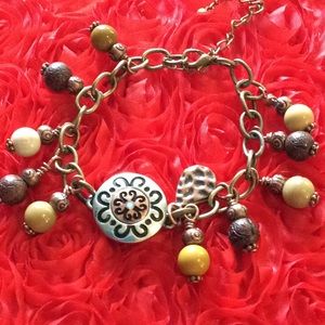 Hand made beaded snap charm bracelet